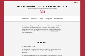 Screenshot der Seite digitalcharta.eu